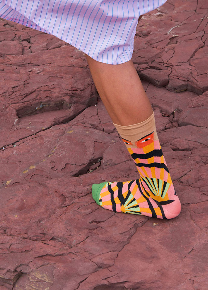 Graphic pattern cotton blend socks